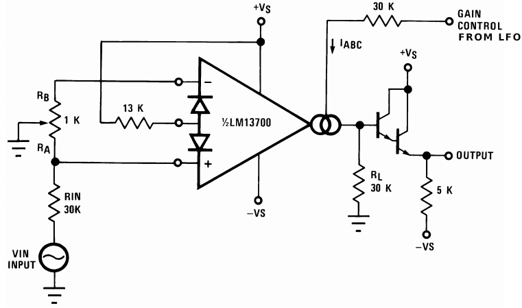 Typical LM13700 use for automatic volume control