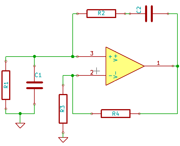 Base schematic of a wien bridge oscillator.