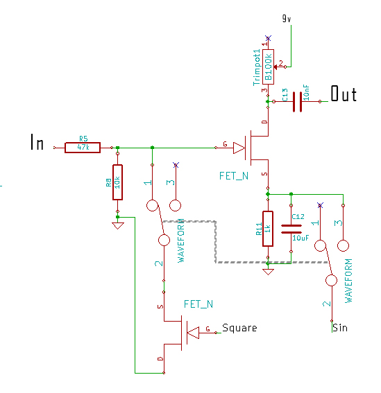 Final automatic volume control design with square and sine waveform controls